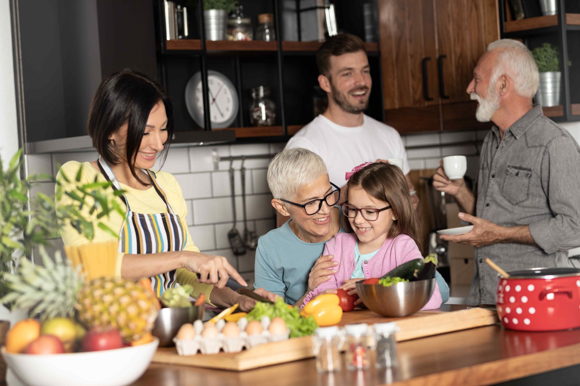 family in kitchen